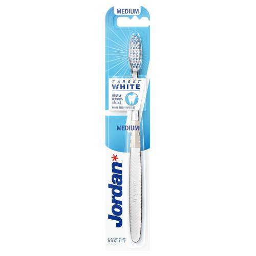 Jordan Target White Toothbrush Medium Μαλακή Οδοντόβουρτσα για Λεύκανση με Ίνες WhiteTech 1 Τεμάχιο - Άσπρο